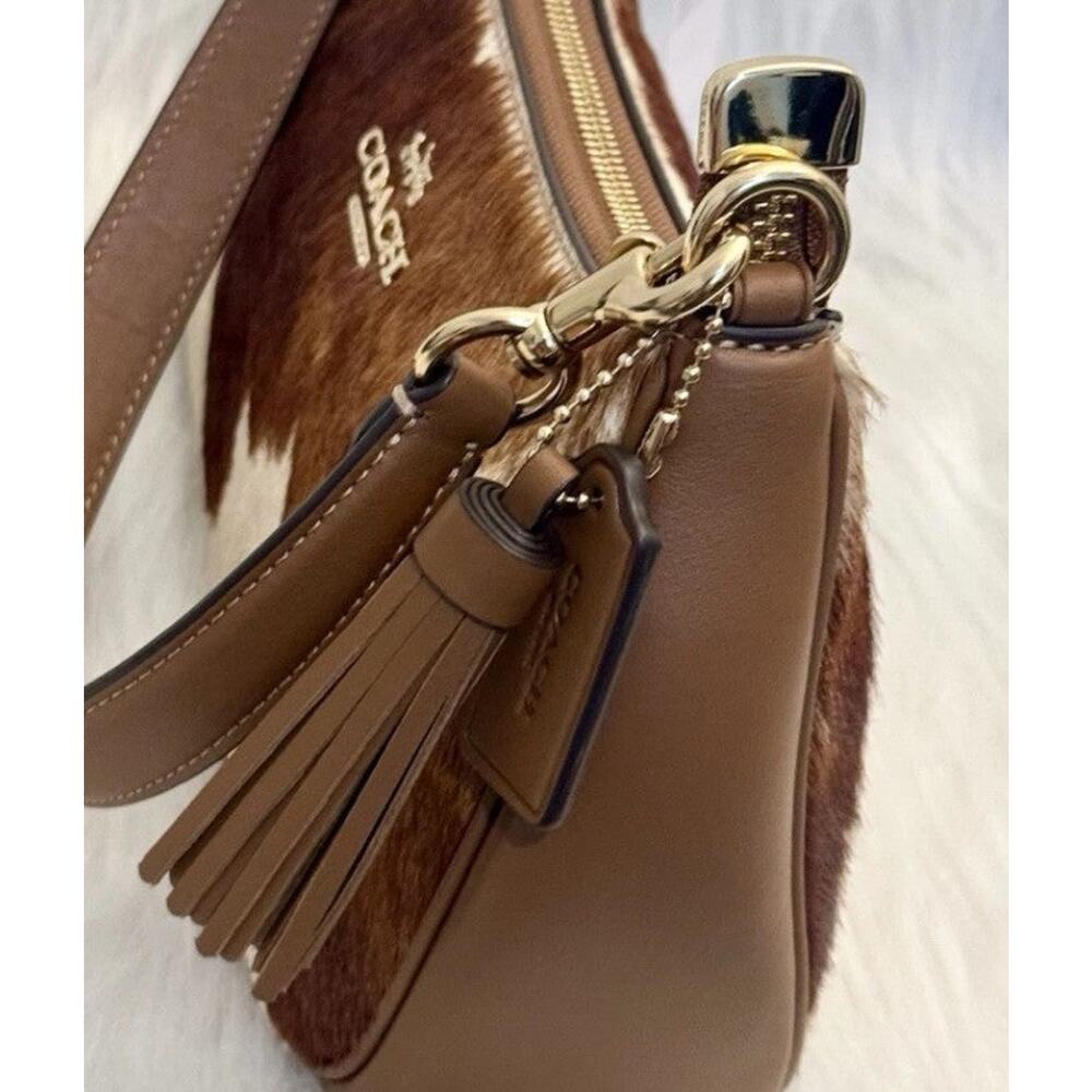 Coach Teri Cow Print Haircalf Shoulder Bag CDW45 Crossbody G - Picture 11 of 13